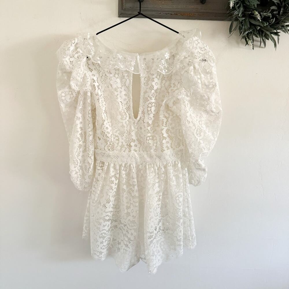 NEW For Love and Lemons White Santo Lace Romper XXS - Picture 7 of 7